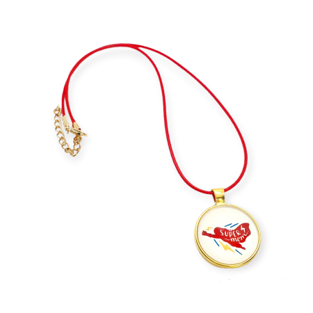 Necklace with red cord super mom
